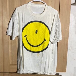 White T-Shirt with Yellow Smiley Face